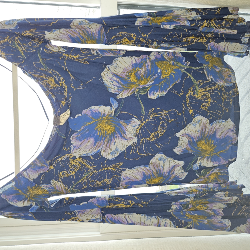 We The Free Floral Top - Blue and Yellow